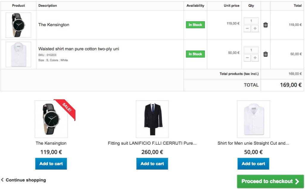 Product Image Size cart example