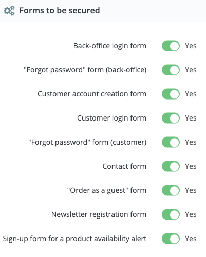 Select the forms to secure